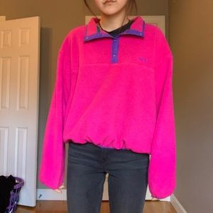 Hot pink LL Bean fleece pullover